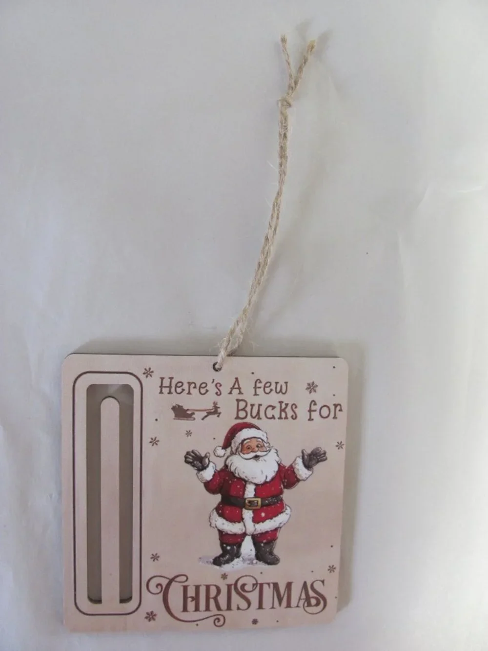 CHRISTMAS MONEY WOODEN ORNAMENTS NIP